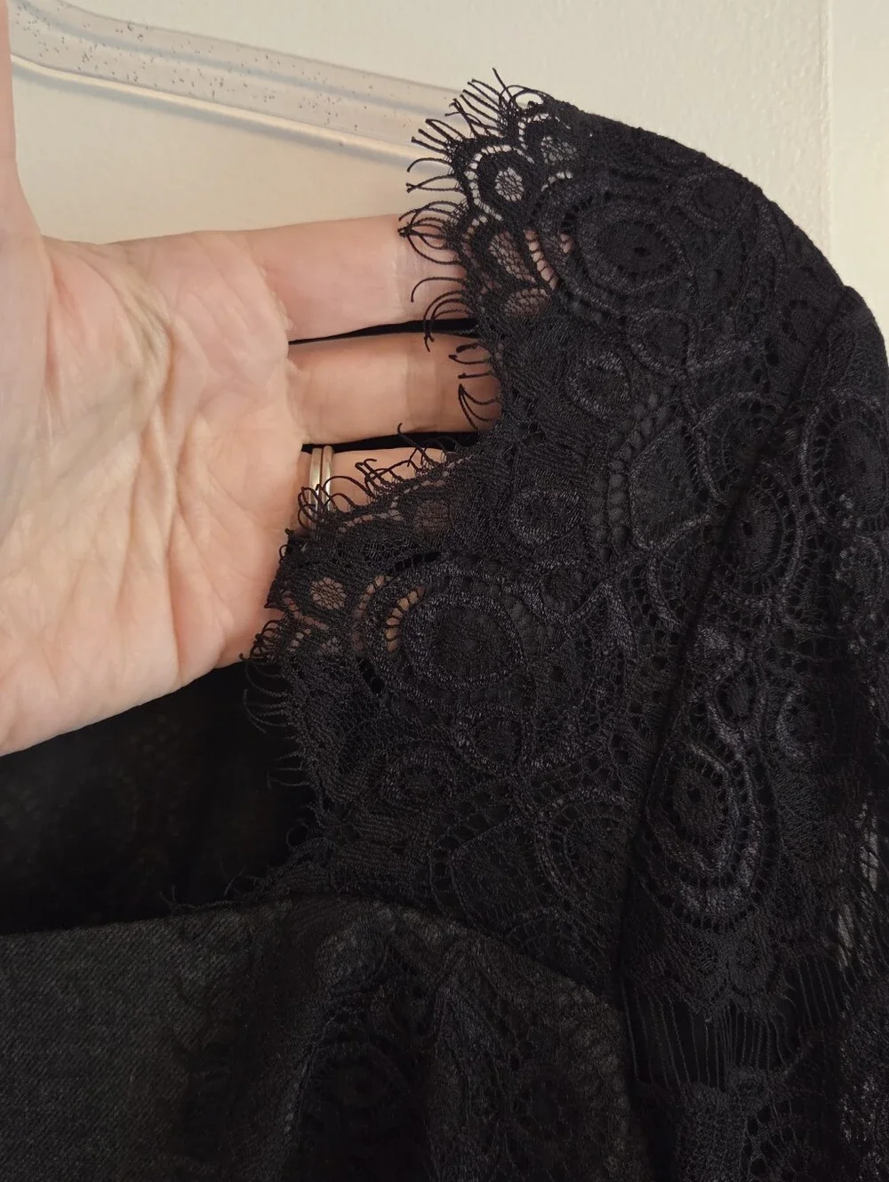 TORY BURCH Lainey Dress Gray Wool Black Lace Size 4